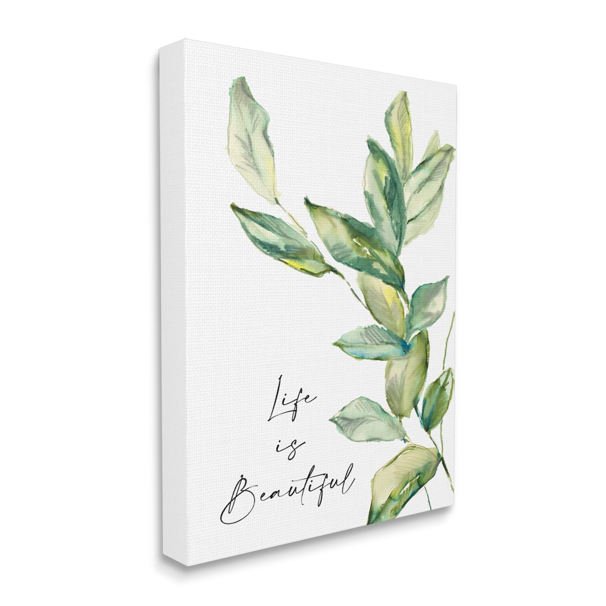 Stupell Industries Life Is Beautiful Botanical Leaf Sprout Simplistic Painting,36 x 48, Design by Lanie Loreth