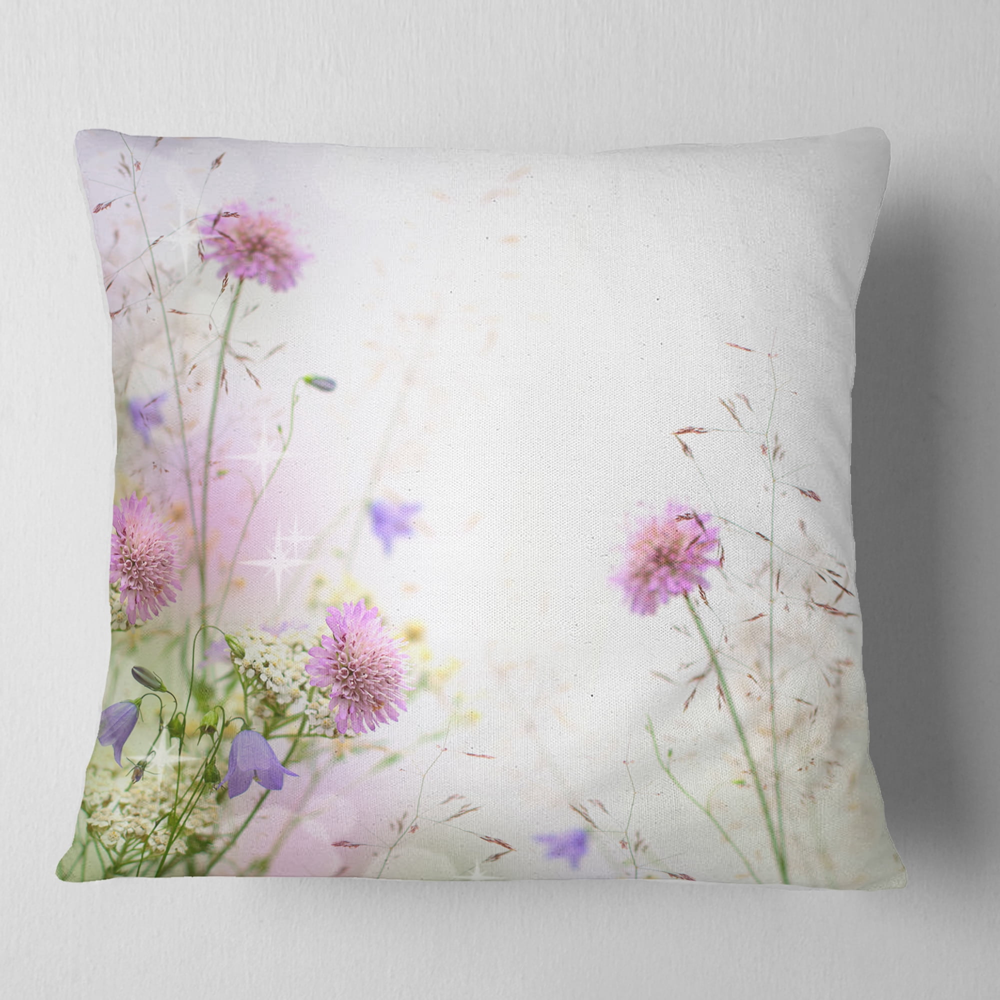 Designart Beautiful Pastel Floral Pattern - Floral Throw Pillow - 18x18