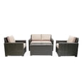 thumbnail image 1 of Krikacy 5-PCS Outdoor Wicker Modular Sofa Chair Set w/Cabinet Coffee table, All-Weather HDPE, Beige, 1 of 7