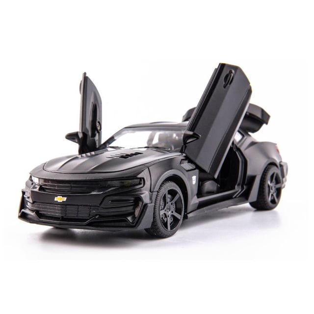 Escala 1/32 Camaro juguetes modelo de coche aleación de Metal fundido a presión con 4 puertas abierta sonido luz extraíble vehículo para niño colección de regalos,Black