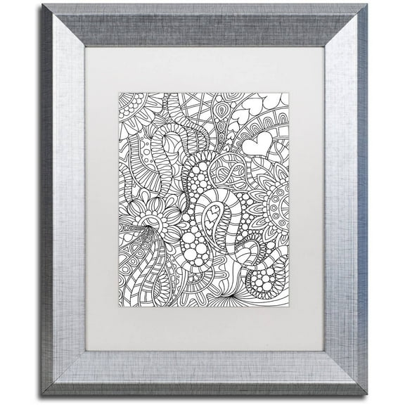 Trademark Fine Art "Mixed Coloring Book 62" Canvas Art by Kathy G. Ahrens, White Matte, Silver Frame