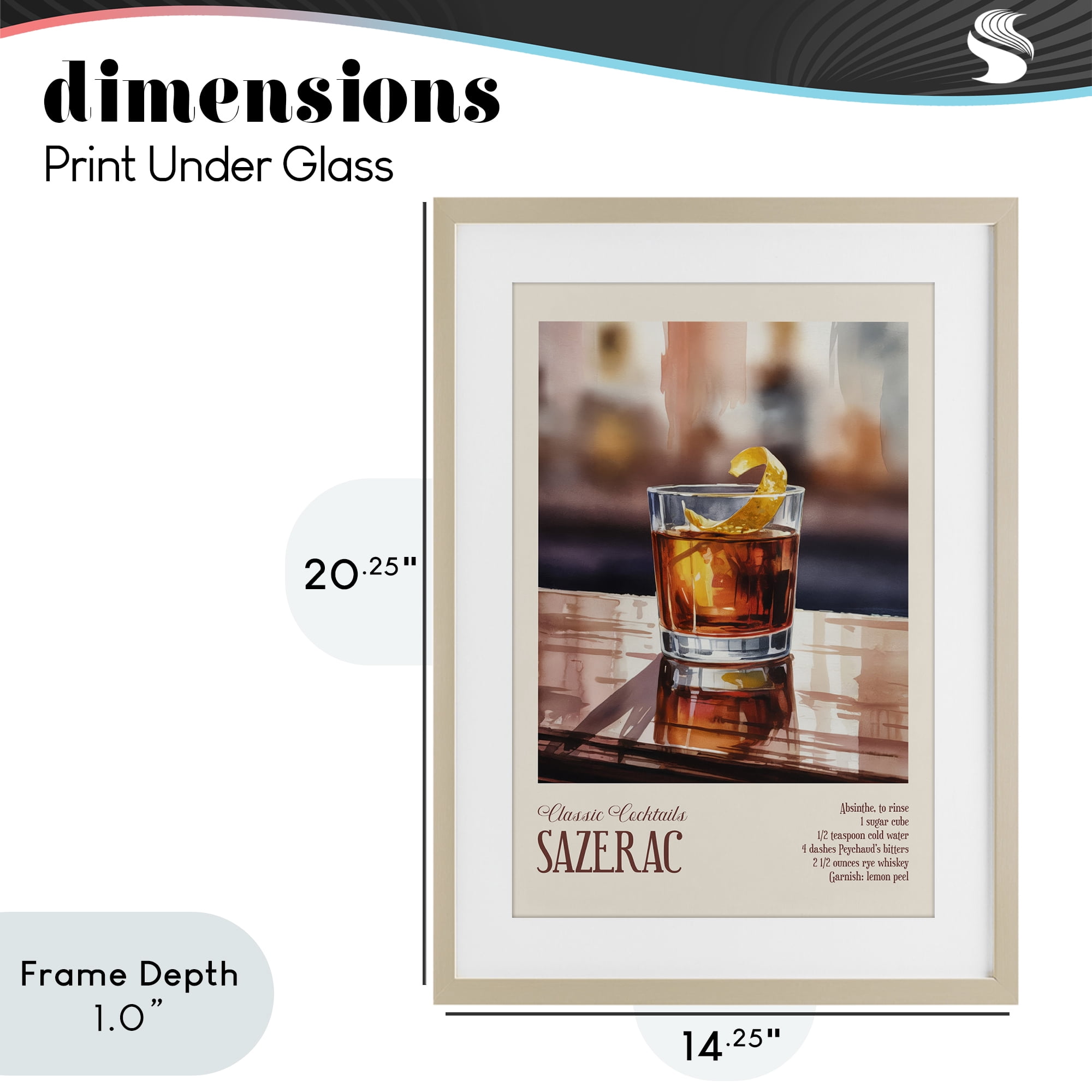 Stupell Industries Sazerac on Reflective Surface Birch Framed Print Under Glass, design by Andreas Magnusson
