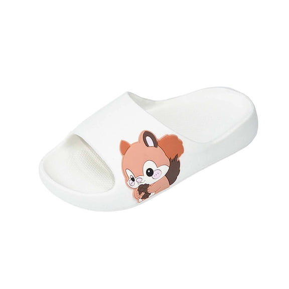 Fnooota Boys Slide Sandals, Non Slip Open Toe Soft Sole Slip On Summer Shoes White Size 13-13.5(Little Kids)