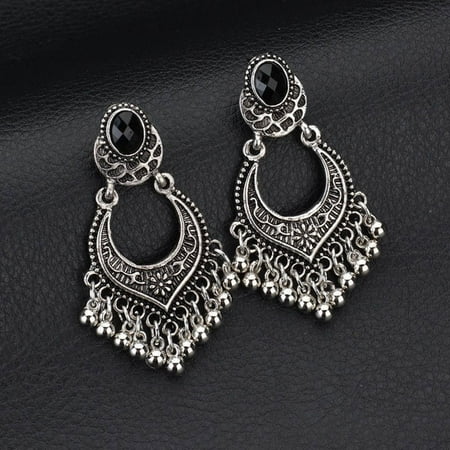 - Vintage Ear Ornaments Bohemian Beads Tassel Stud Earrings for Women