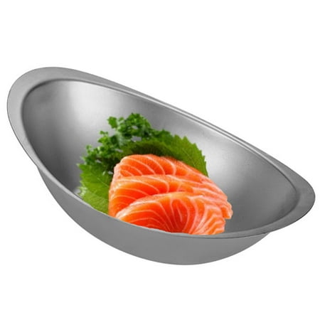 

Ingot Shaped Metal Salad Bowl 304stainless Steel Fruit Bowl Modern Food Serving Bowls For Desserts Snacks Cakes-silver-23.3*15.8*7cm