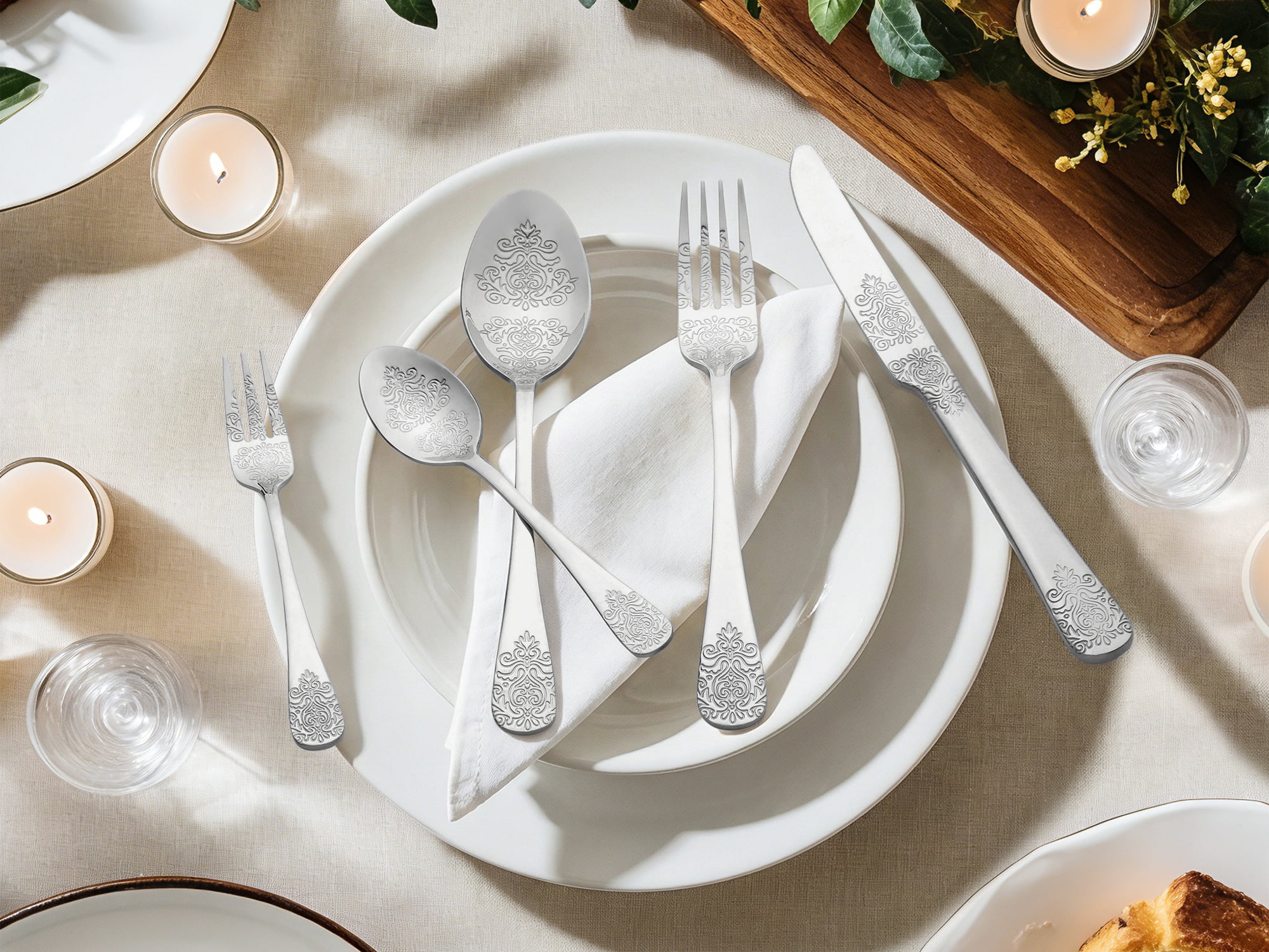 Unique Bargains 30 Pieces Modern Stainless Steel Silverware Set for 6 Silver