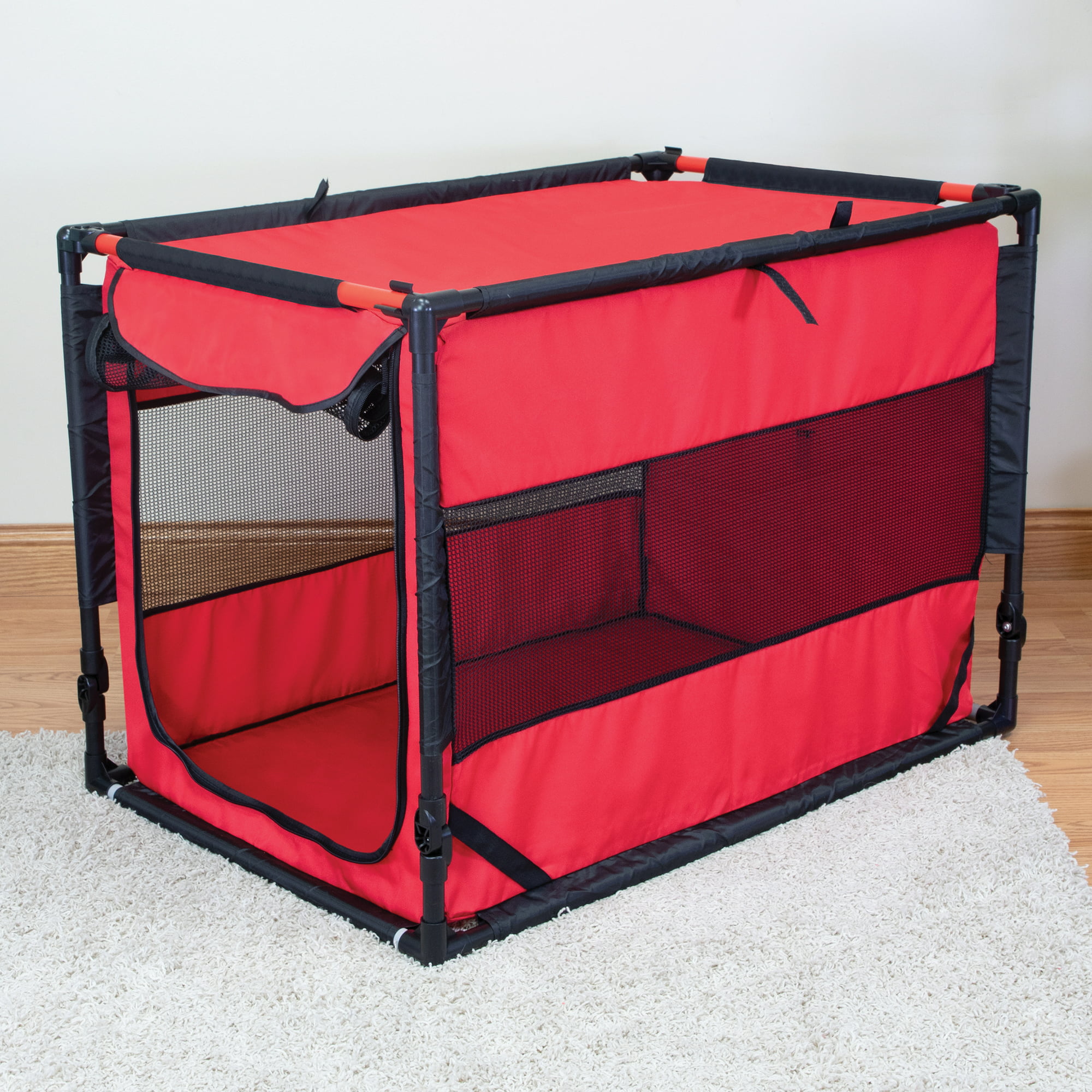 Paglio Large Portable Dog Kennel, Red Dog Crate Collapsible Enclosed