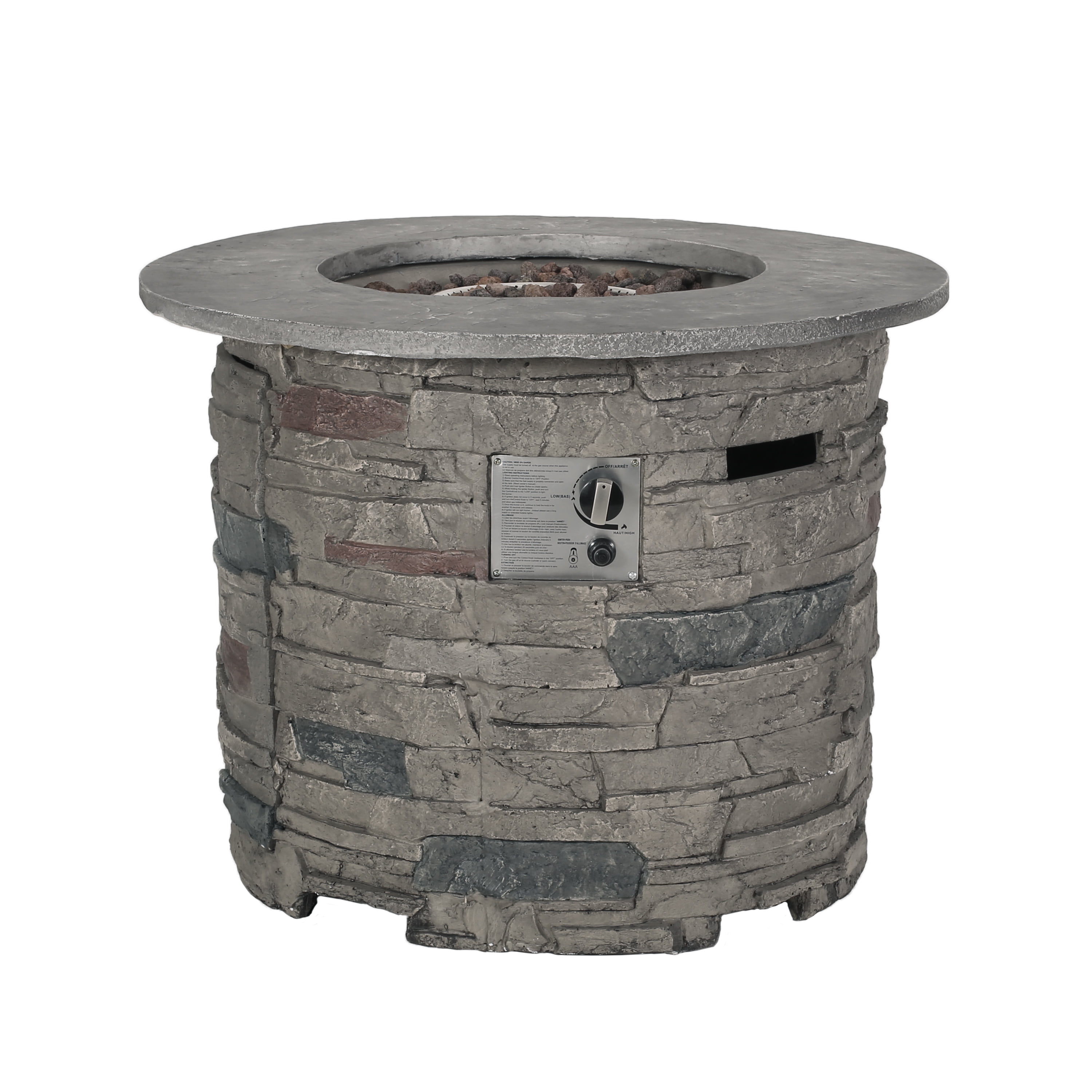 Harper & Bright Designs Patio MGO Propane Fire Pit, Outdoor Round Concrete Gas-burning Fire Pit with 40000 BTU for Garden Backyard, 32 inch, Stone Gray