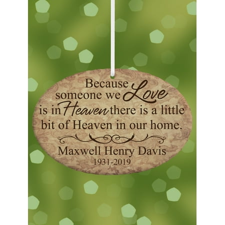 Personalized Oval Christmas Ornament Personalized A Little Bit of Heaven Memorial Oval Christmas Ornament ()