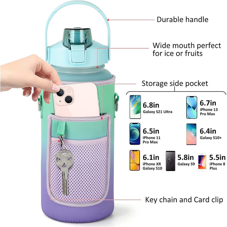Water Bottle Carrier Bag - Adjustable Shoulder Hand Strap - 2 Pocket Sling Neoprene