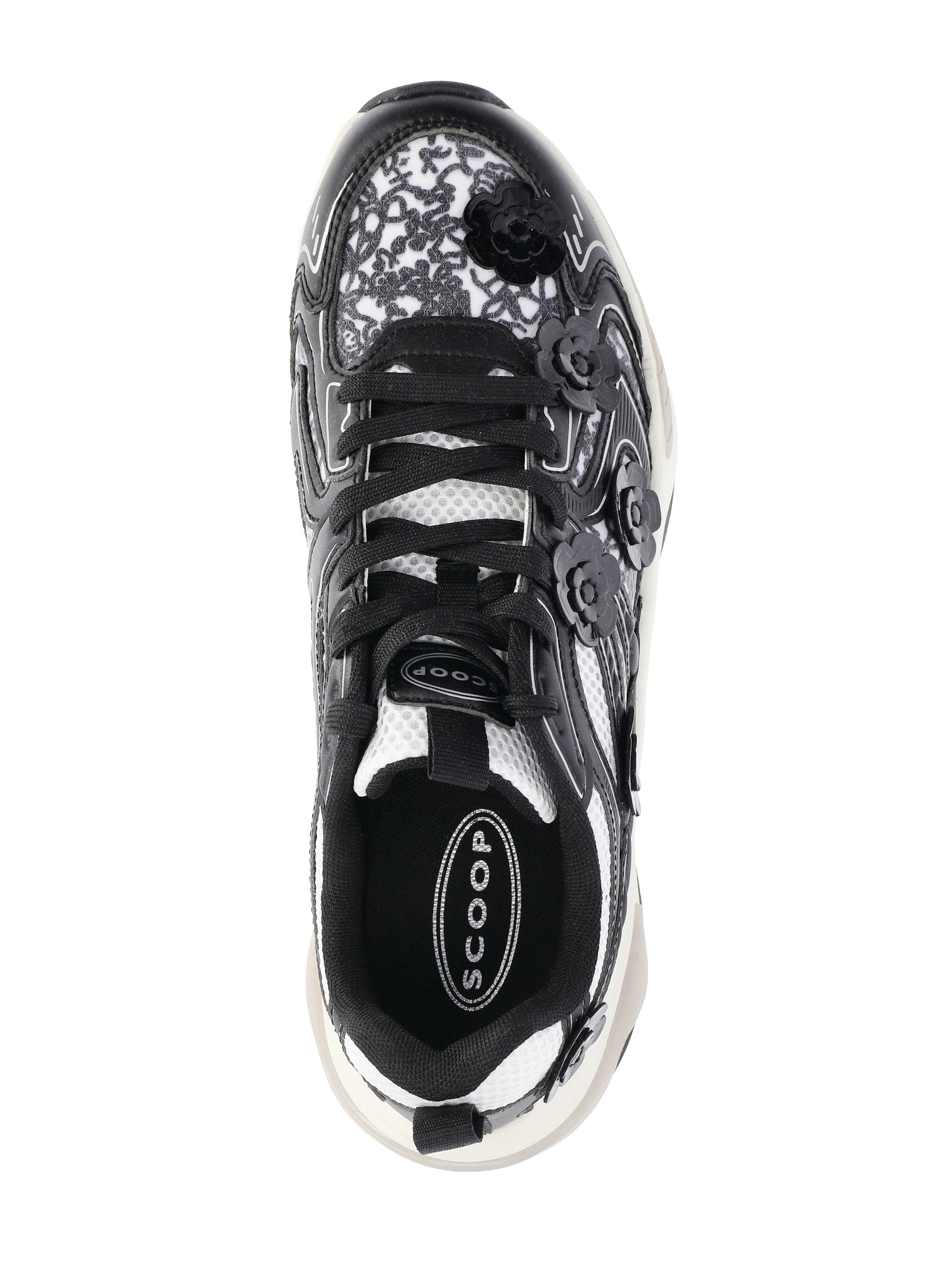Scoop Women's Sporty Sneakers with Flower Appliques