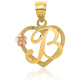 thumbnail image 3 of 14K Solid Two Tone Gold Heart Dainty Letter B Initial Name Monogram Necklace Chain Pendant Charm with chain 18inch, 3 of 8