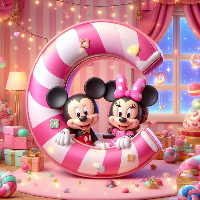 5D DIY Mickey Letra C Artesanal 30x30cm