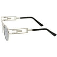 thumbnail image 3 of Steampunk Open Metal Frame Brow bar Flat Lens Round Glasses 47mm (Silver / Silver Mirror), 3 of 4