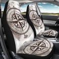 thumbnail image 4 of XYZCANDO Stretchy Car Seat Cover Front Seats SUV Auto Van, Cozy All-Season Car Seat Covers 2 pcs Polyester Compass Map, 4 of 10
