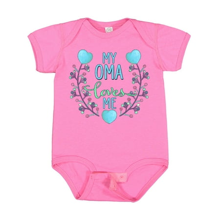 

Inktastic My Oma Loves Me with Flowers and Hearts Gift Baby Boy or Baby Girl Bodysuit