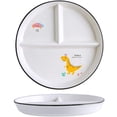 thumbnail image 1 of HAHDAXIA 1 PCS Ceramic Portion Control Plate Divided Dish for Healthy Eating and Weight Loss Divided Dessert Plate Salad Plate Dinner Plate-Yellow Dinosaur-8 Inch, 1 of 3