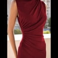 thumbnail image 3 of Vestido Ajustado Fruncido para Mujer Color Vino Tinto M, 3 of 7