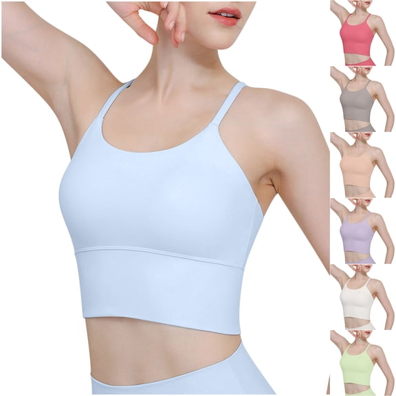 Aboser High Impact Longline Sports Bras for Women Push Up Seamless Yoga Tops Athletic Running Fitness Workout Bras Comfort Scoop Neck Crop Top