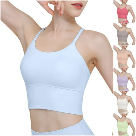 Women s Sports Bra Fitness Running Shockproof Yoga Tank Top Front Zipper No Steel Ring Comfort Sports Bra White qILAKOG Size L