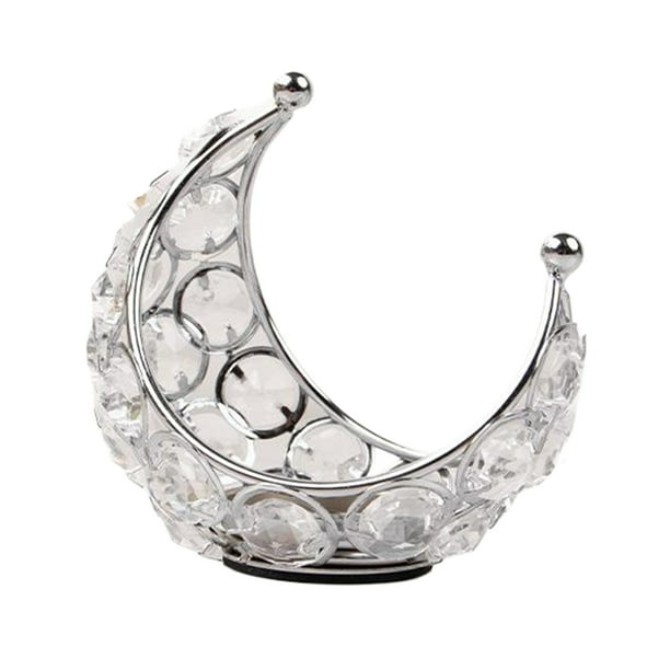 Soporte para velas Matsuzay en forma de luna decoración del hogar plateado