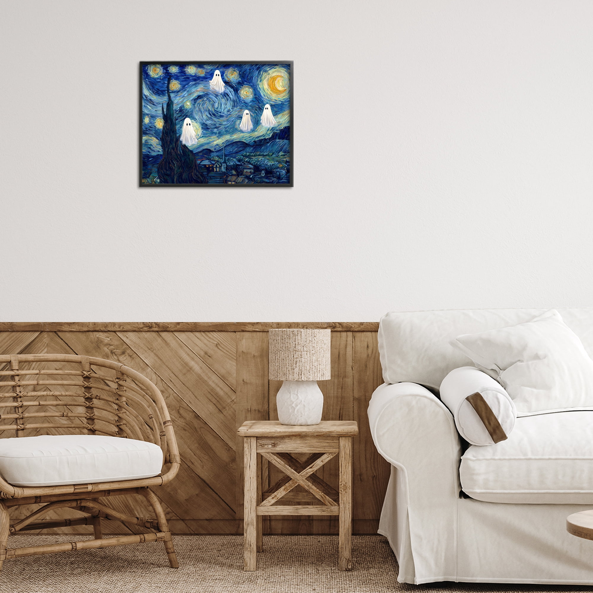 Classic Night Ghosties Black Framed Giclee Art, design by Arlington Prints