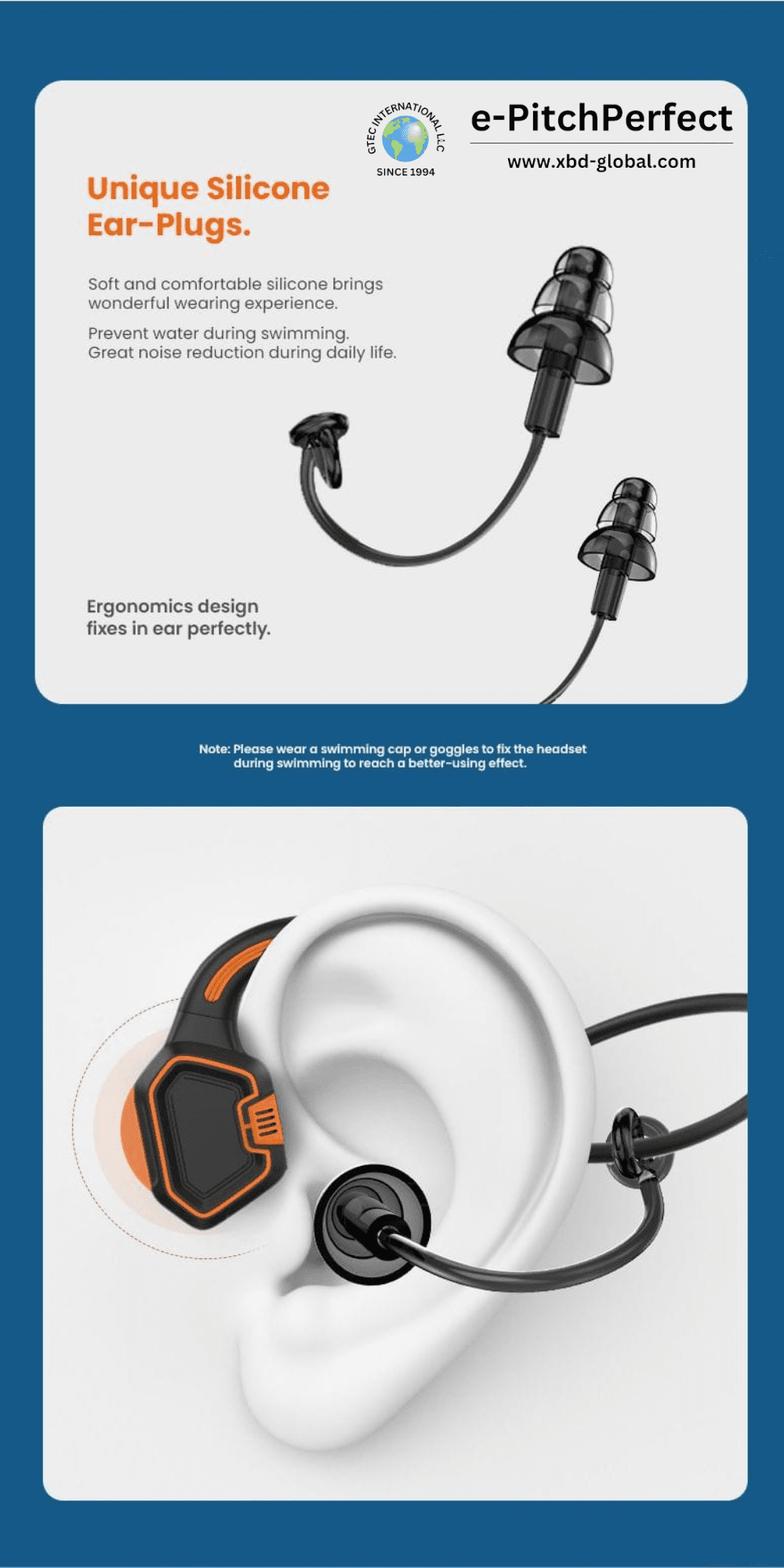 ePP-BC-S6 SWIMMING, Bone Conduction military grade, open ear, sport headphones, Bluetooth 5.3, IPX8 design (Full water proof) Sold 32,000+ worldwide