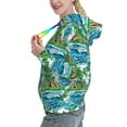 thumbnail image 2 of Fotbe Hawaii Palms Pattern Womens Long Sleeve Hoodie, Pullover Hooded Sweatshirt, Kangaroo Pocket Hoodie with Eye-catching Drawstrings-Medium, 2 of 7