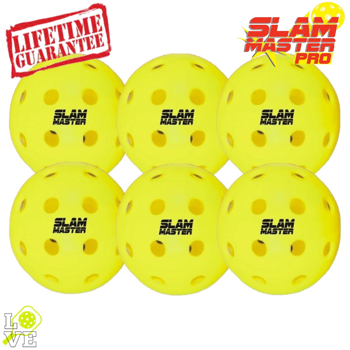 Pickleball Wood Paddles & 6 Premium PickleBall Balls – Slam Master Pickle Balls w/Lifetime Replacement Guarantee + 2 Light Weight PickleBall Paddles for All Levels & Ages (Set 2 Paddles, 6 Balls)