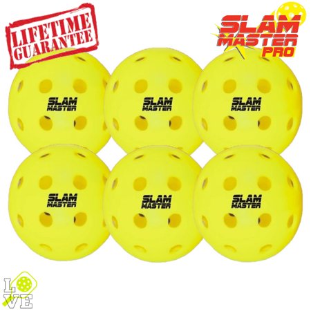 6 Premium PickleBall Balls – Slam Master Outdoor Durable Pickle Balls w/Lifetime Replacement Guarantee – These are the Last Pickelballs you will Ever Have to Purchase (6 balls w/ Lifetime Guarantee)