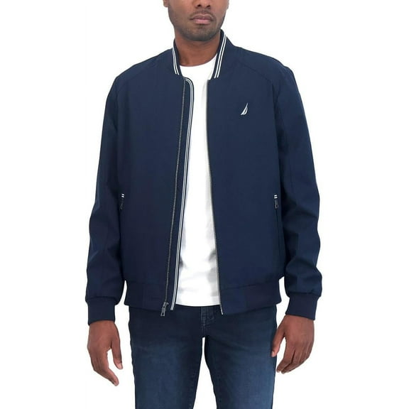 Nautica Men’s Lightweight Bomber Jacket, Blue, Large