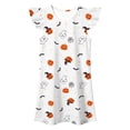 thumbnail image 6 of LRen Halloween Gifts Girls Halloween Themed Dress , Kids Ghost Pumpkin Print Holiday Clothes, Soft Flutter Sleeve Halloween Dress for Kids Girls, 6 of 6
