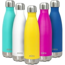 MIRA 17oz Stainless Steel Vacuum Insulated Water Bottle, Leak-Proof Double Walled Cola Shape, Lemon