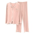 thumbnail image 3 of Womens Pajamas Set Womens Soft Pajama Sets Long Sleeve Crew Neck Sleepwear Loungewear 2 Piece Pajama Set for Women Women's Clothing L, 3 of 3