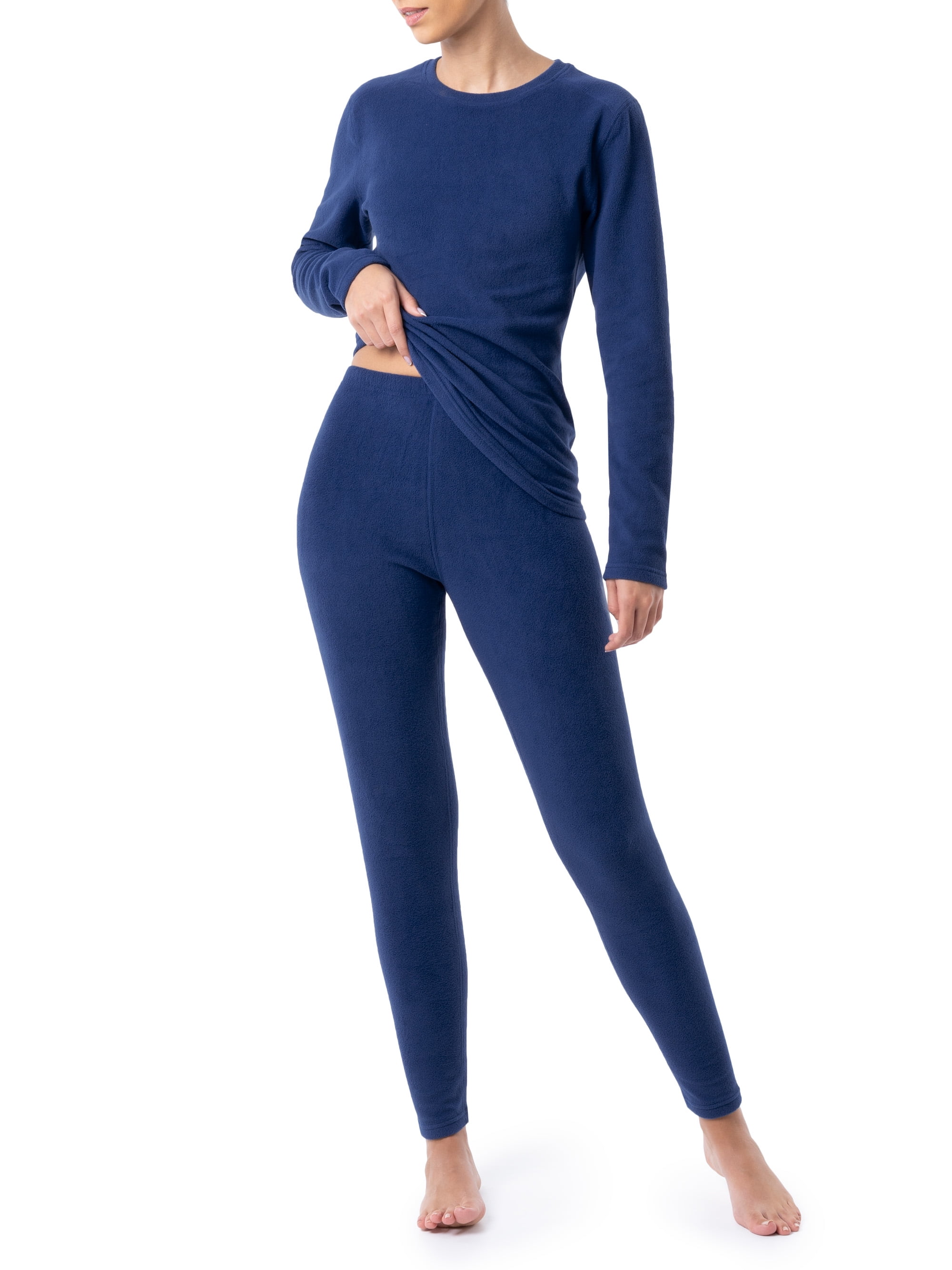 Fruit of the Loom Women's & Women's Plus Stretch Fleece Thermal Top and  Bottom Set