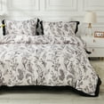 thumbnail image 2 of Move Over Flowers Ruffle Bedding Sets Queen Green Floral Duvet Cover Black Ruffle Flowers Pattern Microfiber No Filling, 2 of 11
