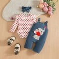 thumbnail image 4 of Utlike 2 Pack Girls Outfits Infant Long Sleeve Dot Prints Romper Bodysuit Cartoon Suspender Pants Clothing Set Matching Outfits For Girl Size 12 Months-18 Months Red, 4 of 7