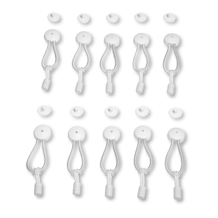 6 5/8" Standard Size White Bungee Shock Cord & Stayput Fastener with Pull Tabs for Canvas, 10 Pack, Cord Length 6 5/8"