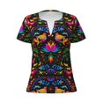 thumbnail image 2 of Honeii Mexican Flower Traditional1 Print Women's V-Neck T-Shirt,Short Sleeve V Neck Tees Tops for Women , Perfect for Work, Travel, and Everyday Wear, 2 of 7