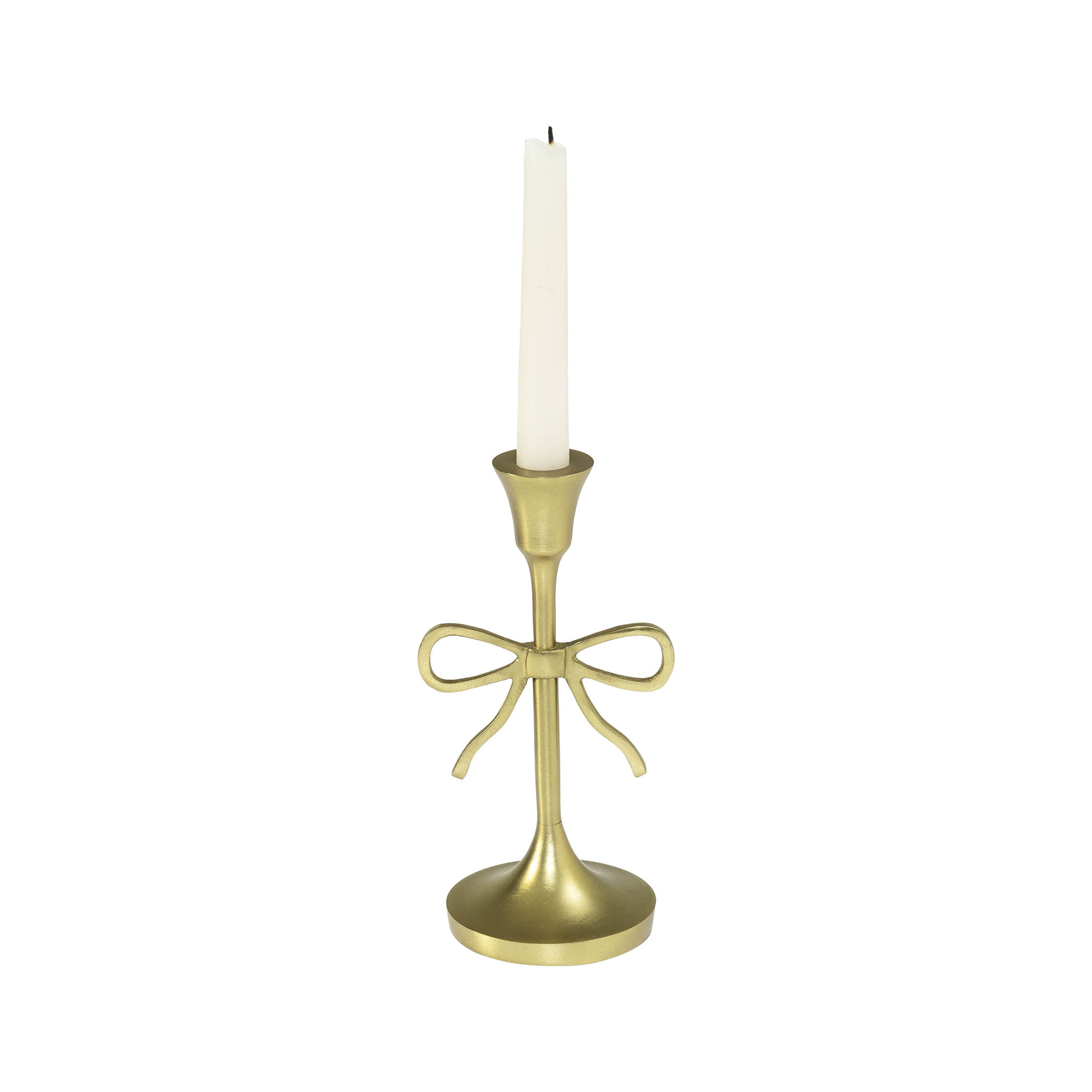 My Texas House Bow Taper Candle Holder, 8 in, Gold