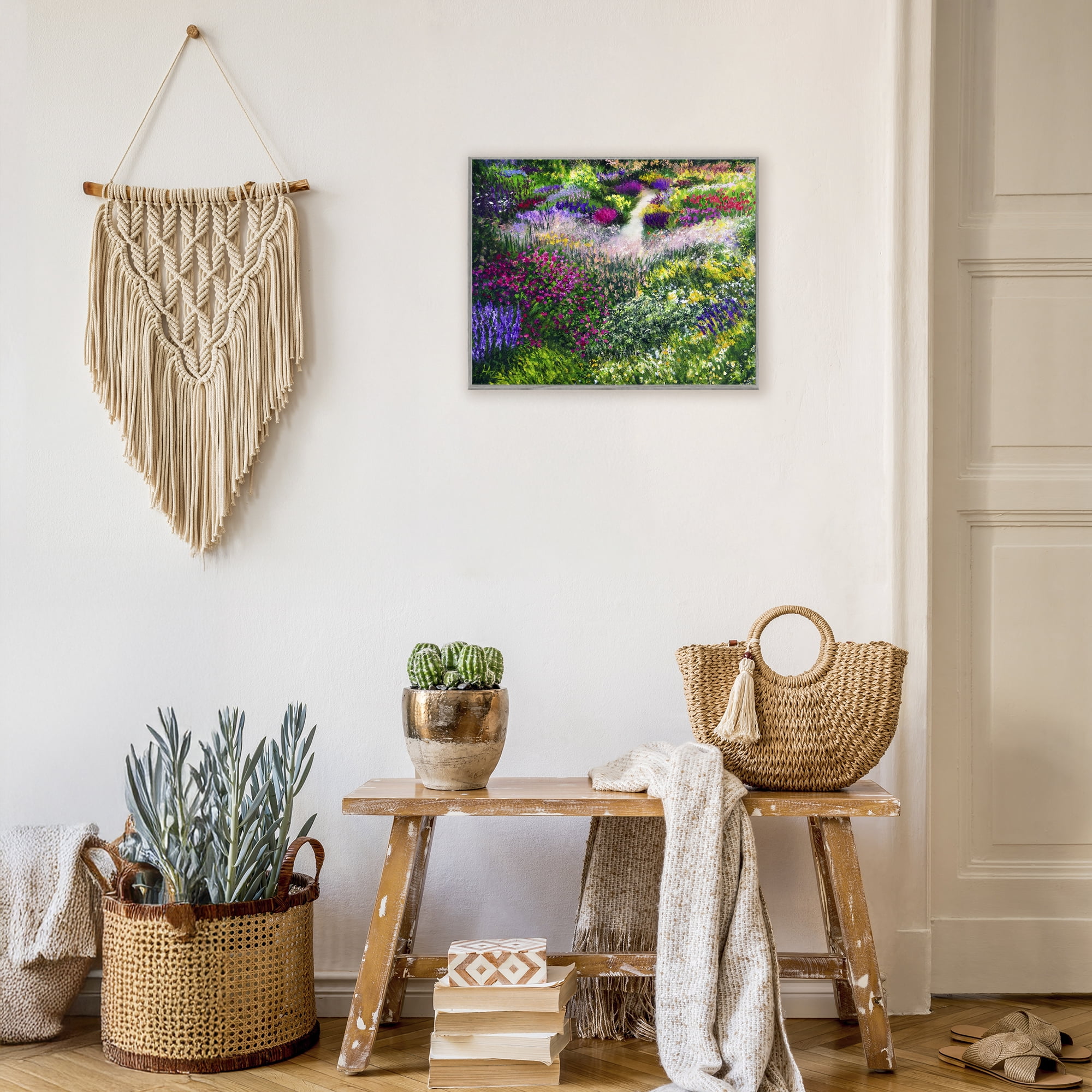 Stupell Industries Breath Of Spring Meadow Gray Framed Giclee Art, design by Lee Ann Zirbes