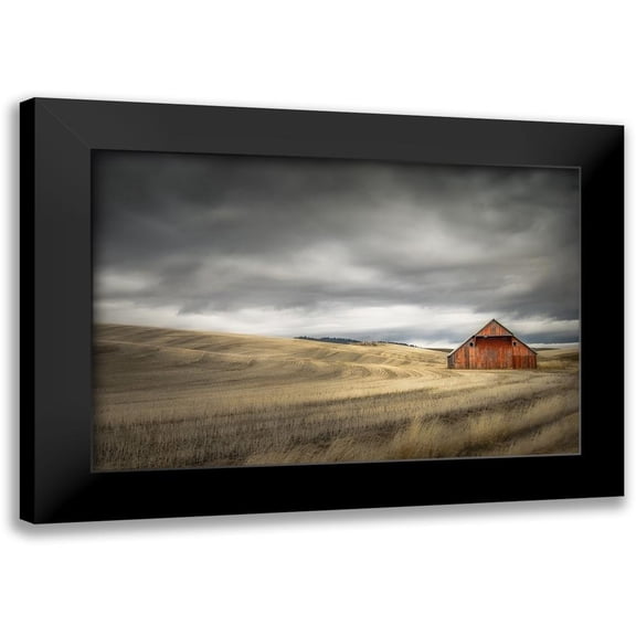 Schwartz, Don 14x11 Black Modern Framed Museum Art Print Titled - Old Barn in the Winter Field