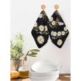 thumbnail image 2 of Black Daisy Bees Kitchen Dish Towels for Drying Dishes Set of 2, Spring Farmhouse Honey Floral Rings Waffle Weave Microfiber Hand Tea Bathroom Towels Quick Dry & Absorbent Towel 12x12, 2 of 7