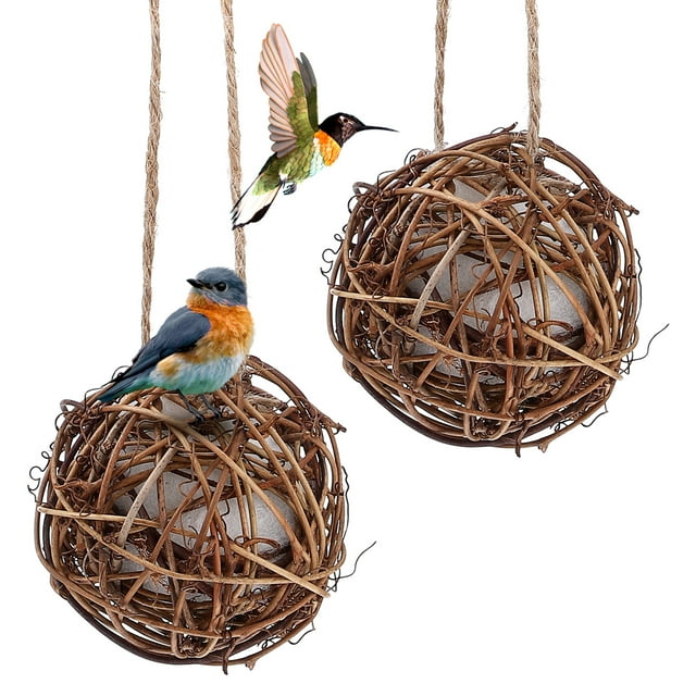 Milisten 2pcs Bird Nest Material Ball Outdoor Hummingbird Nesting House for Wild Birds