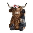 thumbnail image 2 of Estatua de vaca, escultura animal con luz solar para exteriores, adorno moderno, regalos de resina Vaca sentada, 2 of 8