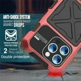 thumbnail image 4 of ELEHOLD Heavy Duty Case for iPhone 15,Rugged Military Grade Shockproof Case,with Screen Protector Built-in Hidden Foldable Kickstand Metal Back Cover Case for iPhone 15 6.1" - Red, 4 of 9