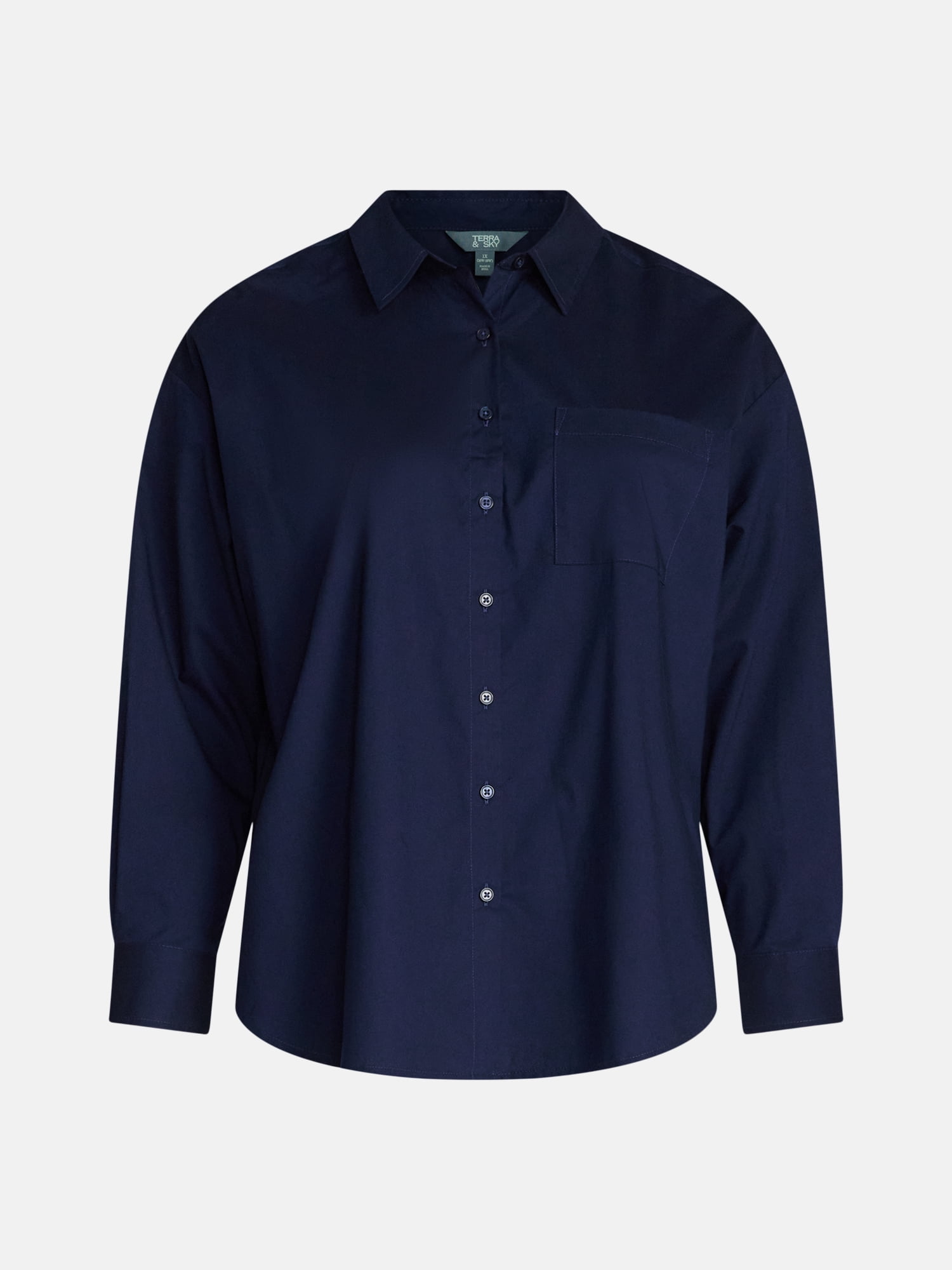Terra & Sky Women's Plus Poplin Boyfriend Shirt, Sizes 0X-5X