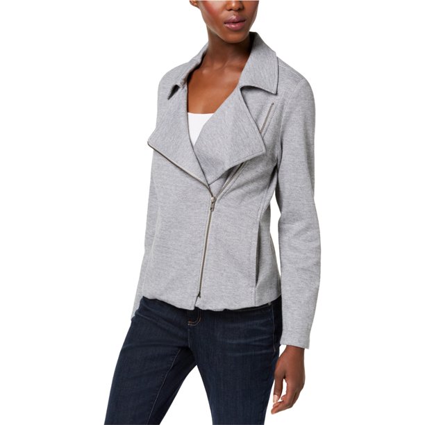 Eileen Fisher Mujer Tweed Chamarra de Moto, Gris, Grande Eileen Fisher Chaqueta de moto