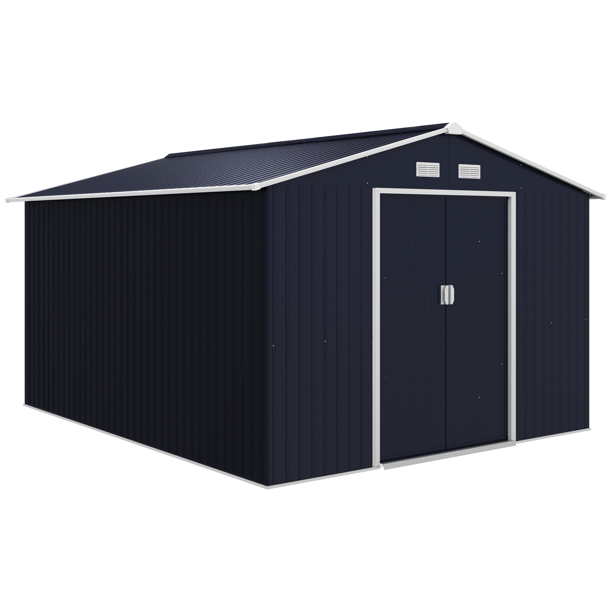 Outsunny 9' x 11' Garden Storage Shed with Foundation Kit, Metal Tool