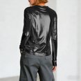 thumbnail image 4 of GEWSEY Metallic Tops for Women Long Sleeve Shimmer Disco Party T-Shirt Slim Going Out Club Sparkly Blouses Concert Outfit (Black, XL), 4 of 8